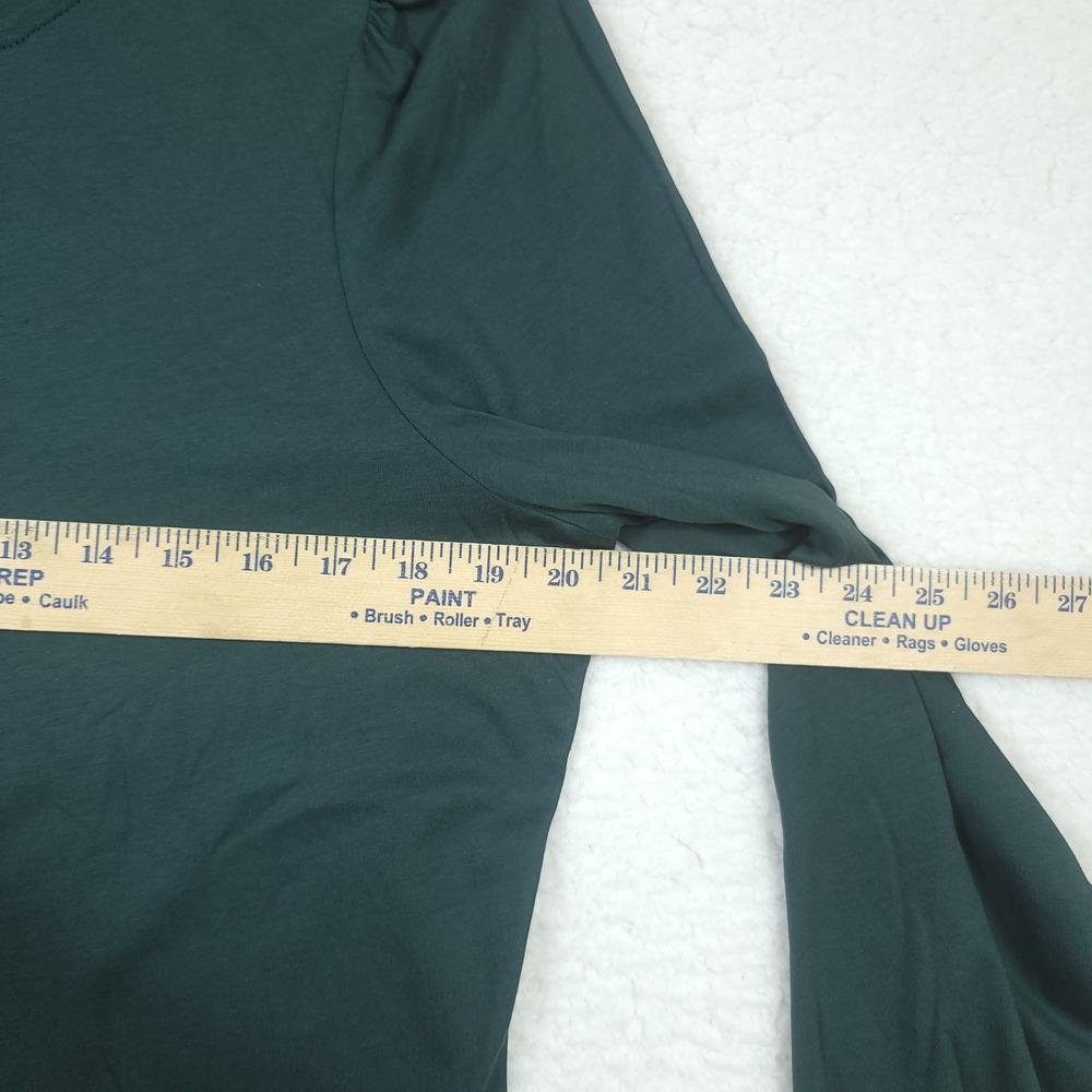 Boden Puff Shoulder Top Women Size 14 Dark Green Cotton Modal Long Sleeve J0847 - Picture 4 of 8
